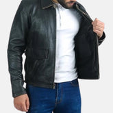 River Road Removable Collar Mens Leather Motorcycle Jacket